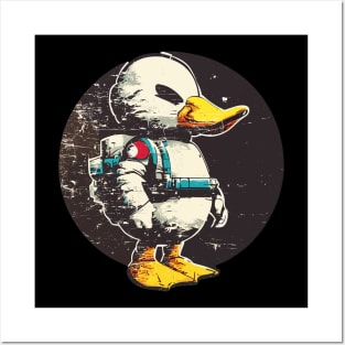 Street art Vintage space astronaut duck Posters and Art